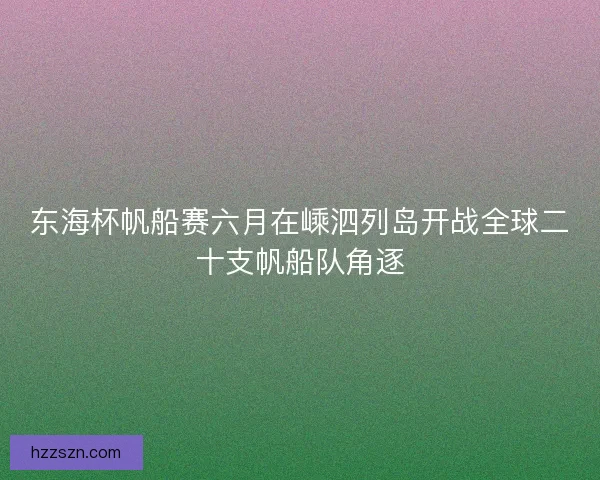 东海杯帆船赛六月在嵊泗列岛开战全球二十支帆船队角逐